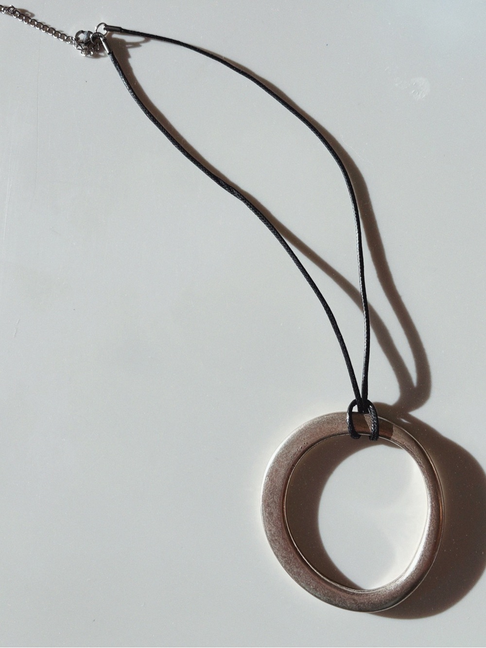 Caliste Necklace Satin Silver Circular Pendant